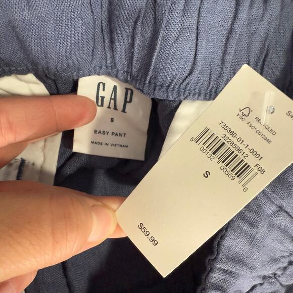 Gap Womens Mid Rise Linen-Blend Easy Straight Leg Pant, S, Blue 735360 - Picture 4 of 8